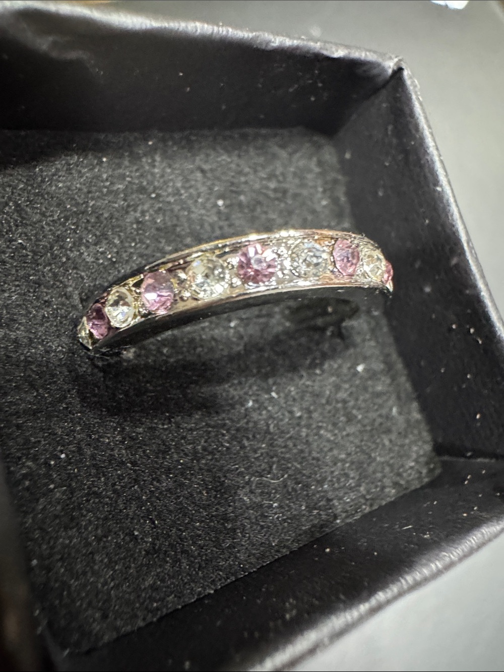 Pink & Clear CZ Half-Eternity Ring